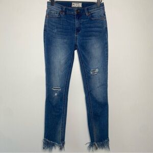 Free People Jeans Women’s 26 Great Heights Frayed Skinny Blue Distressed Stretch